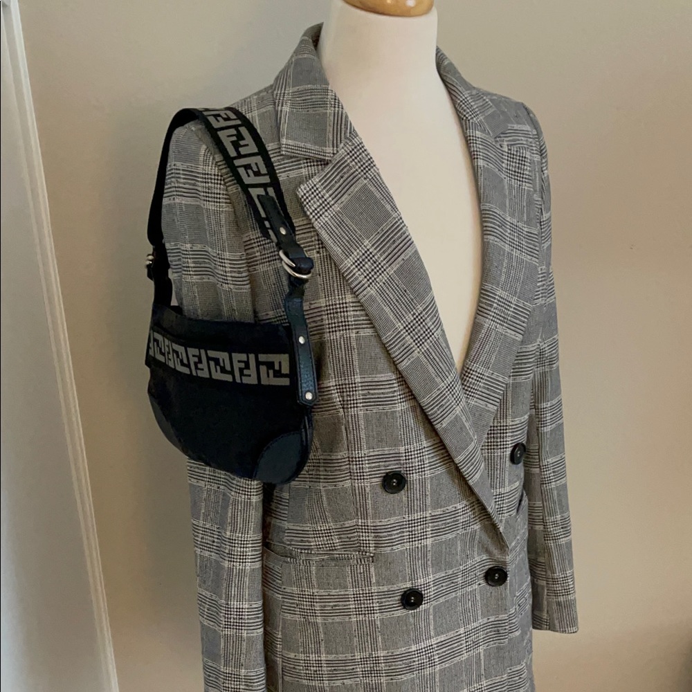 Authentic Fendi Shoulder Hobo Zucca Bag With Dustbag & Authenticity Card